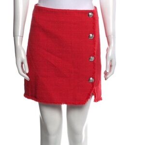 Veronica Beard Red Raw Edge Trim Skirt